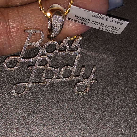 Boss Lady 10k gold si real diamond necklace pendant free appraisal best gift WOW - Picture 4 of 6